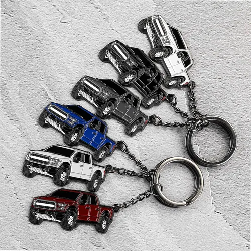 Vista 2 de Llavero de Coche para Ford F150 Accesorios Llavero de Metal Modelo 3D Camioneta Pickup (Azul)