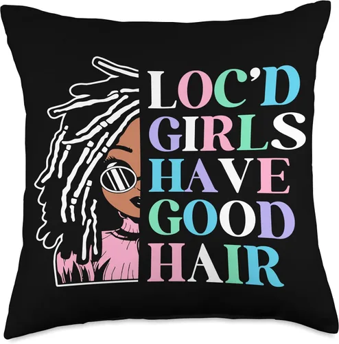 Vista 4 de Locs Afro Dreadlocks Love Beauty Hair Loc'd Good Hair Black American African Girl Throw Pillow, 16x16, Multicolor