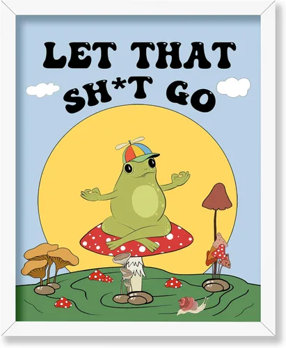 Vista 40 de Poster Master All That Is Meant To Be Poster - Retro Frog on Mushroom Print - Meditation Art - Motivational Design - Preppy Print - Trendy Decor