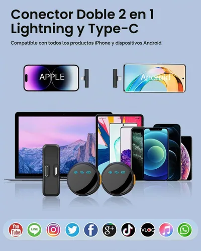 Vista 4 de Caiord Micrófono Lavalier inalámbrico para iPhone Android, creador de Negro