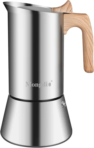 Vista 8 de Mongdio - Olla para moka de acero inoxidable, 10 onzas (6 tazas)