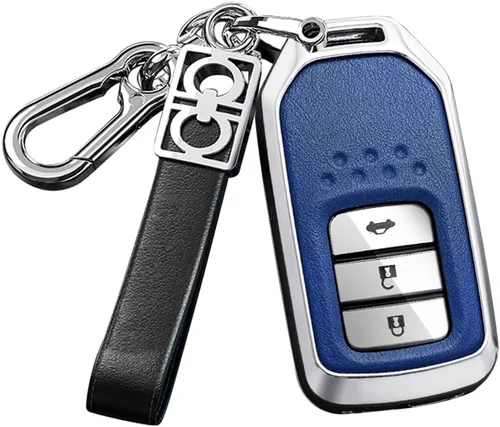 Vista 12 de ontto Funda de metal y cuero para llave de automóvil para Honda Civic Accord Pilot CRV HRV CRZ Fit Odyssey JED Crosstour Ridgeline Crider Spirior