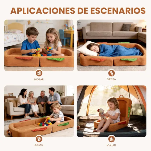 Vista 7 de Cama de viaje para niños pequeños, estilo sándwich, camas portátiles para niños pequeños, cuna de viaje plegable de espuma suave para bebés y niños