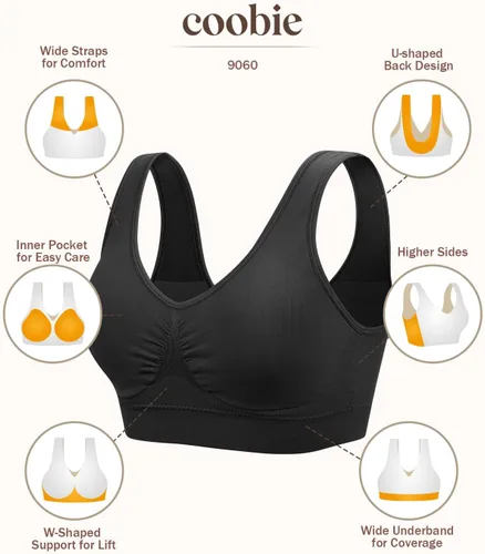 Vista 63 de Coobie Brasier sin costuras de cobertura completa para mujer con acolchado extraíble para mayor comodidad