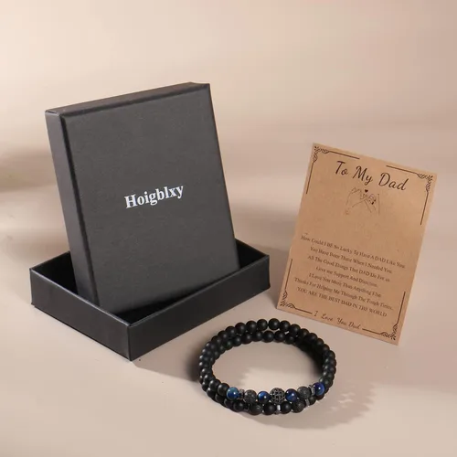 Vista 5 de Hoigblxy Pulsera de cuentas para hombre, para hijo, novio, marido, papá, hermano, nieto, aniversario, cumpleaños, Navidad, regalo para él