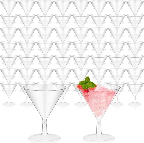 Vista 10 de Yinkin 12 Piezas Vasos de Martini de Plástico de 2 oz Desechables Transparentes para Cóctel Postre Parfait Vasos Irrompibles Mini Copas de Martini