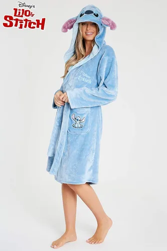 Vista 4 de Disney Batas para mujer, batas de baño Lilo and Stitch, bata de baño de forro polar con capucha, poliéster suave