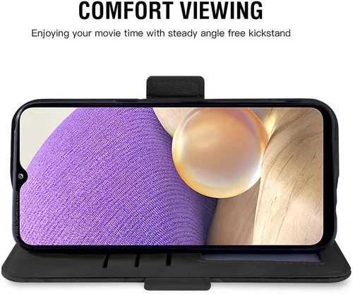 Vista 4 de Asuwish Funda compatible con Samsung Galaxy A32 5G 2021 de 6.5 pulgadas y protector de pantalla de vidrio templado, soporte de tarjeta de cuero
