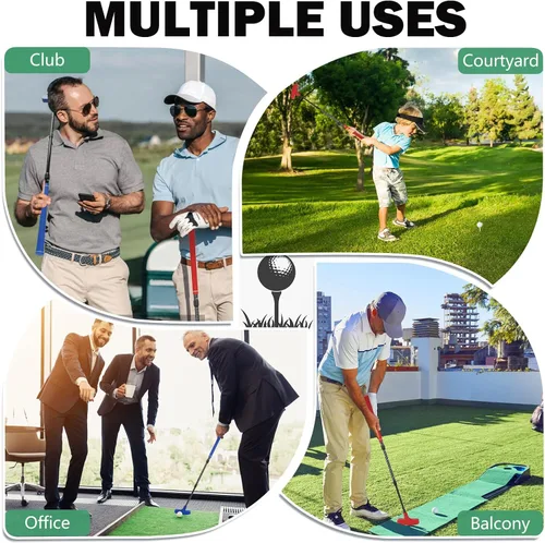 Vista 5 de Mini juego de putter de golf ajustable, 2 palos de golf con 4 bolas, putter bidireccional para diestros y zurdos