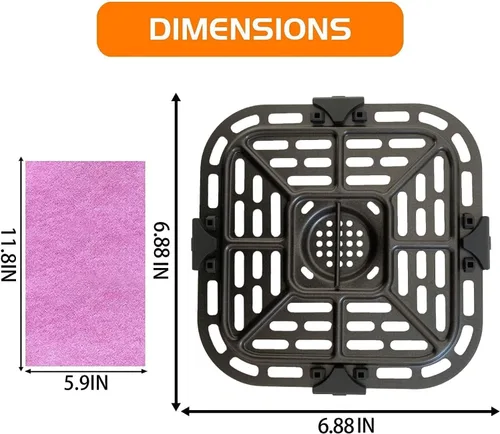 Vista 6 de Bandeja de freidora de aire de 2 cuartos para freidora de aire instantáneas Vortex, revestimiento antiadherente de doble capa mejorada, freidora