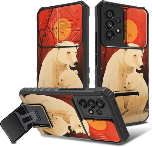 Vista 23 de Funda para Samsung Galaxy A53 5G con funda para cámara y soporte de soporte, resistente, a prueba de golpes, TPU funda protectora para Samsung Flor