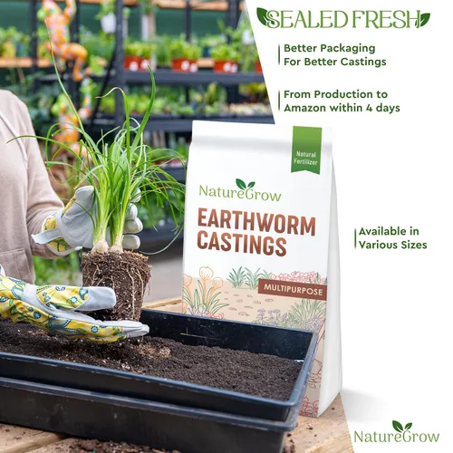Vista 6 de Lombricomposta de Tierra - Fertilizante orgánico de 1 lb con ácido húmico - Lombricomposta pura para jardinería