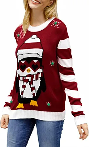 Vista 2 de Pink Queen suéter tejido y llamativo de Navidad
