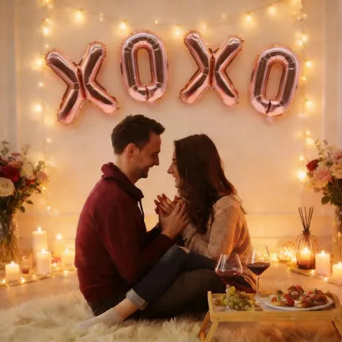 Vista 4 de Dzrige Globos XOXO de 16 pulgadas con letras de San Valentín, globos de aluminio XOXO para el día de San Valentín, boda, compromiso, aniversario
