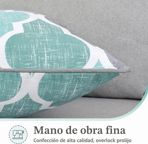 Vista 5 de Beauoop Paquete de 2 fundas de almohada para sofá, cama, sofá, casa rural, estampado de doble cara, patrón geométrico colorido enrejado marroquí