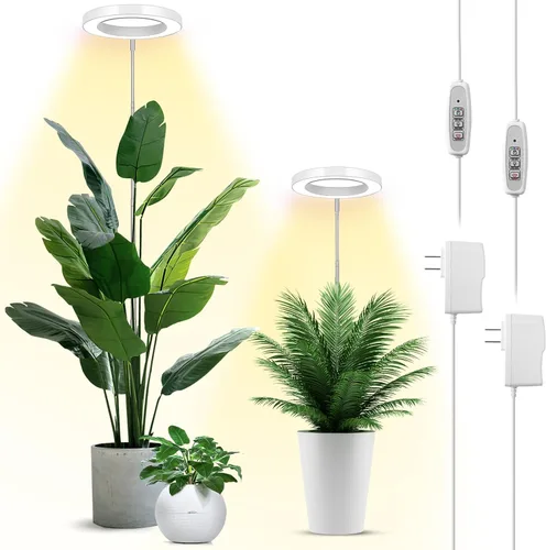 Vista 15 de LBW Luces de cultivo para plantas de interior, luz de espectro completo de 6.3 pulgadas con base, lámpara de cultivo ajustable de altura de 59