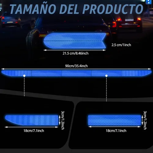 Vista 2 de Frienda 7 Piezas Calcomanías Reflectantes Fuertes para Auto Incluye Calcomanías Reflectantes para Parachoques de Auto Calcomanías para Espejo