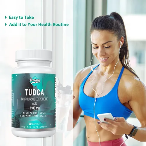 Vista 7 de TUDCA Suplemento de apoyo hepático de 1100 mg para limpieza desintoxicante, sales biliares solubles en agua con fuerte sabor amargo, 60 cápsulas