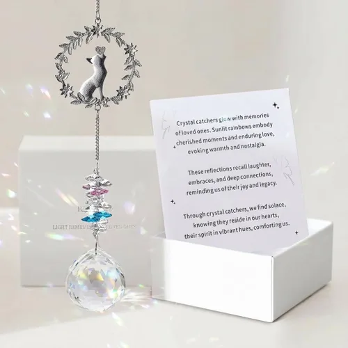 Vista 11 de Regalos conmemorativos para gatos por pérdida de gato, atrapasoles de cristal K9 para ventanas, regalo personalizado de condolencias para mascotas