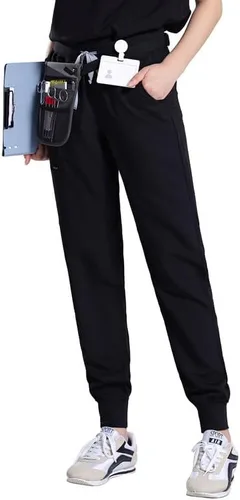 Vista 5 de Uniforms World Avant - Pantalones deportivos ajustados para mujer, cintura de yoga, 5 bolsillos, antiarrugas