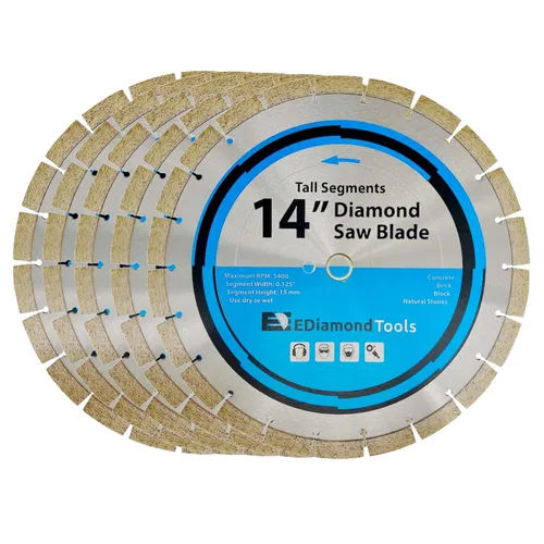 Vista 25 de Hoja de sierra segmentada de diamante de 4" para hormigón, ladrillo, bloque y mampostería Altura del segmento de 0.394 in, eje de 7/8"-5/8", grano