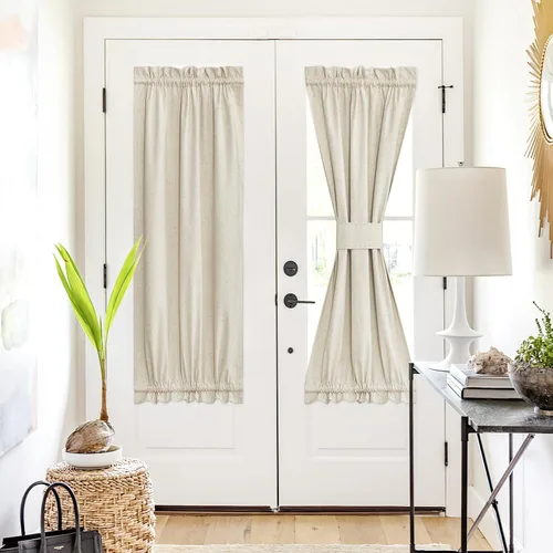 Vista 142 de NICETOWN Cortinas de Lino para Puerta Lateral - Cortinas Opacas con Aislamiento Térmico para Puerta Delantera Francesa para Sombra Pequeña
