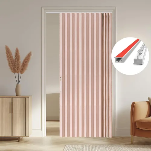 Vista 31 de AJAZZ Cortinas 100% Opacas para Puertas Corredizas de Entrada, Puertas de Acordeón para Entrada, Cortina Magnética para Puerta de Dormitorio Sala
