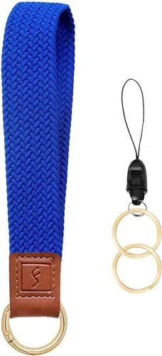 Vista 34 de Fishent Llavero elástico, bonito llavero de pulsera, cordón de muñeca tejido mejorado para llaves, llaveros para mujeres y hombres, llaves