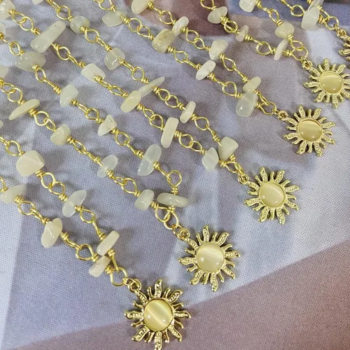 Vista 6 de Collar de piedras preciosas coloridas con cuentas para mujer, cristal curativo natural y piedra bohemia, gargantilla de verano, linda gargantilla