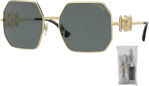 Vista 2 de Versace VE2248 Irregular Sunglasses for Women + BUNDLE with Designer iWear Complimentary Care Kit