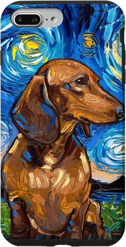 Vista 12 de Aja - Carcasa para iPhone 17 de pelo corto marrón con diseño de perro de noche estrellada Doxie