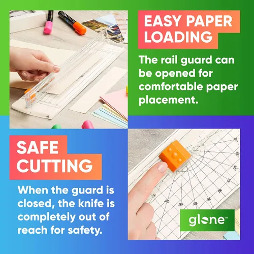 Vista 11 de Glone Recortadora de papel de 12 pulgadas, cortador de papel tamaño A4 con protección automática de seguridad para cupón, papel de manualidades