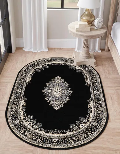 Vista 76 de Unique Loom - Alfombra de área estilo persa tradicional de la colección Reza, de 2 pies 2 pulgadas x 3 pies, colores negro y beige