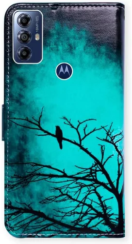 Vista 7 de Bcov Funda para Moto G Play 2023, diseño de pájaro negro y verde con tapa para teléfono con ranura para tarjetas, soporte para Motorola Moto G Play
