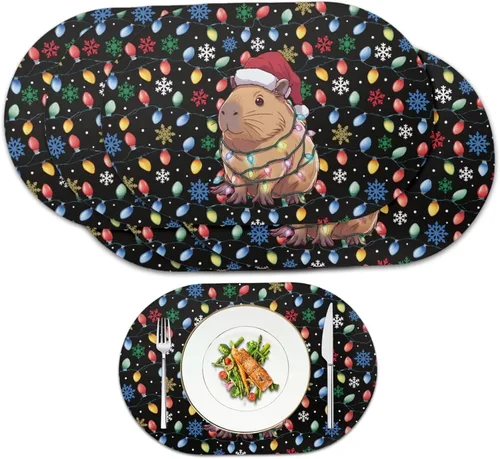 Vista 45 de Buteterfly - Juego de 2 manteles individuales con diseño ovalado, impermeables, lavables, resistentes al calor, decoración del hogar, cocina