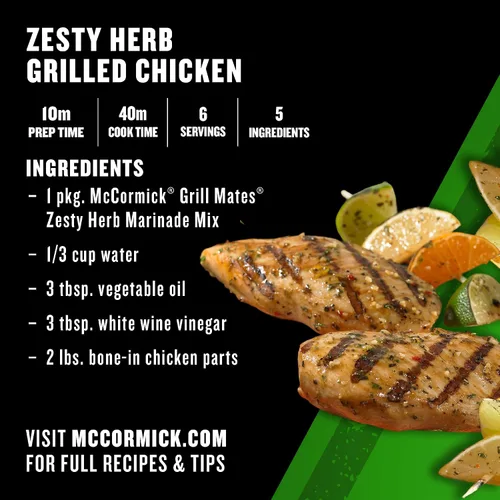 Vista 7 de McCormick Grill Mates Zesty - Mezcla de adobo de hierbas, 1.06 onzas