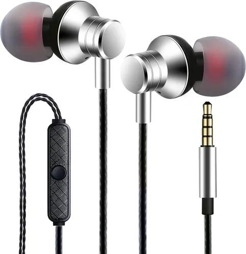 Vista 8 de Empsun Auriculares con cable con micrófono, auriculares estéreo con graves, auriculares de oído con aislamiento de ruido, compatibles con todos