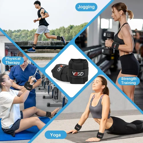 Vista 7 de Adjustable Ankle Weights for Women Men,10lb 1 Pair Leg Weight Straps Negro