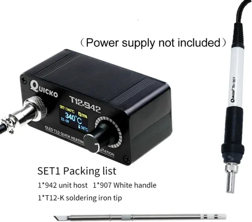 Vista 3 de QUICKO Estación de soldadura digital DC24V T12-942 Temperatura ajustable Autosleep/apagado automático/impulso de una tecla Viene con punta