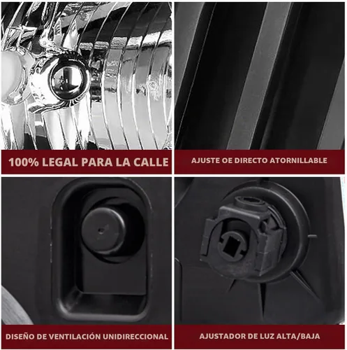 Vista 5 de Conjunto de faros halógenos estilo OE JSBOYAT para Ford Mustang 2005 a 2009 Carcasa negra con reflector transparente