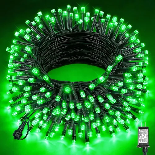 Vista 48 de Tira de luces LED de Navidad de 40 pies para exteriores, luces rojas y blancas de Navidad impermeables, 8 modos y temporizador, luces de árbol