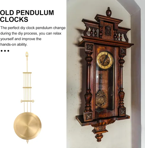 Vista 7 de Reloj de pared vintage, reloj de abuelo, retro, reemplazo de péndulo, conveniente pieza de péndulo, metal como pared retro vintage