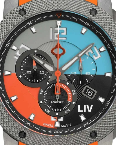 Vista 4 de LIV GX1 - Reloj clásico resistente con cronógrafo suizo de 1.77 pulgadas, 316L SS, 3D multicapa con fecha rápida, resistente a los arañazos