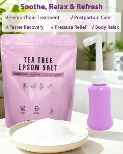 Vista 8 de Peri Bottle & Sitz - Juego de baño para cuidado posparto, bidé portátil y sales de baño para limpieza perineal Portable Bidet and Bath Salts for