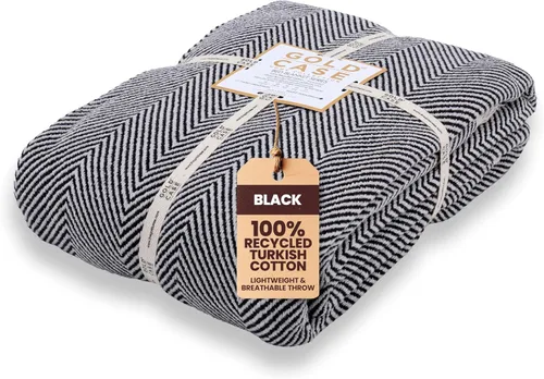 Vista 15 de Gold Case - Manta para sofá, mantas y mantas 100% algodón turco reciclado, mantas suaves Buffalo para sala de estar, manta tejida decorativa Boho