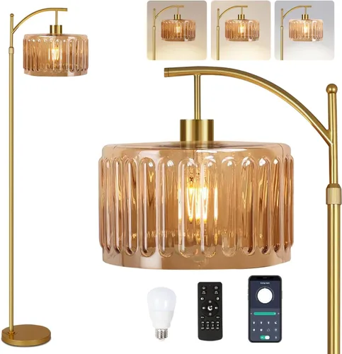 Vista 14 de QIYIZM - Lámpara de pie con diseño de árbol de 3 bombillas; alta, rústica, estilo rural, industrial y boho, pantalla de mimbre y bambú; para sala