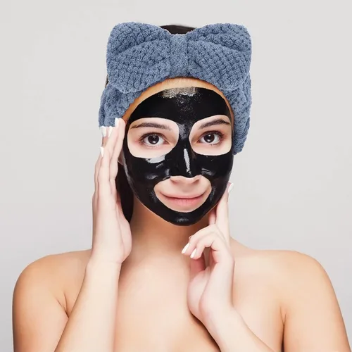 Vista 7 de Paquete de 3 diademas de microfibra con lazo para mujer, maquillaje, cuidado de la piel, diademas para lavar la cara (blanco, rosa, azul marino)