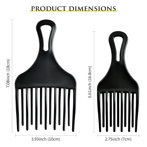 Vista 3 de Juego de 2 piezas de peine afro – Desenredador de doble puño grande y pequeño para pelucas, trenzas y herramienta de peinado para hombres y mujeres