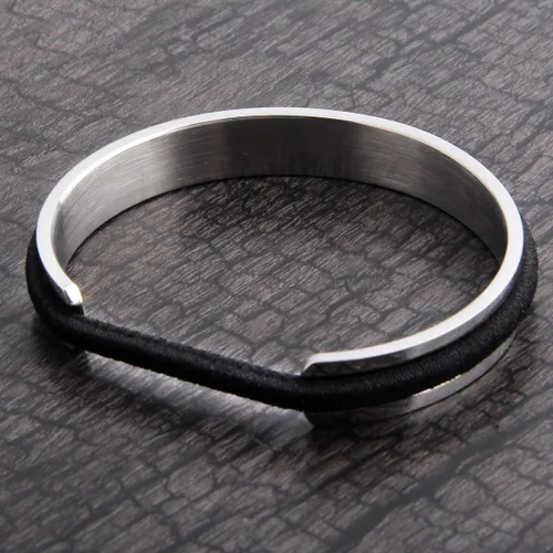 Vista 4 de Zuo Bao Pulsera de lazo para el cabello, pulsera de acero inoxidable para mujer, Metal