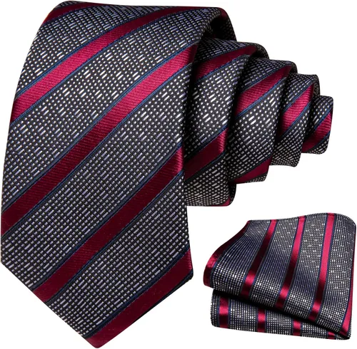 Vista 241 de Barry.Wang Corbata de niño regular seda tejida rayas sólido lazo bolsillo cuadrado